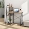 Costway Home Office Desk with Bookshelf Host Stand Metal Frame Study Writing Desk